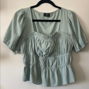 Chic Light Green Ruched Women's Blouse
